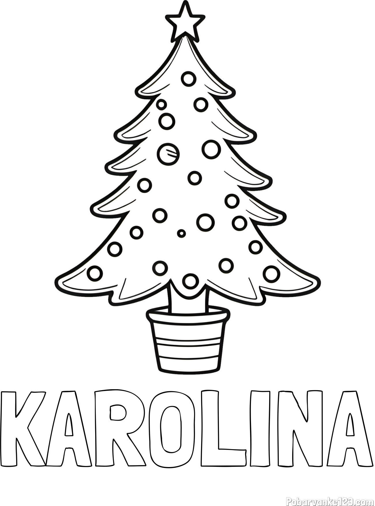 Pobarvanka imena KAROLINA in pobarvanka lepe božične smrečice