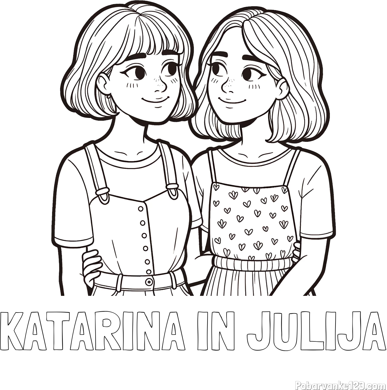Pobarvanka imena KATARINA IN JULIJA in pobarvanka dveh najboljših prijateljic
