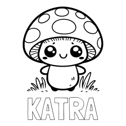Online izdelana pobarvanka - Pobarvanka imena KATRA in otroška pobarvanka gobe