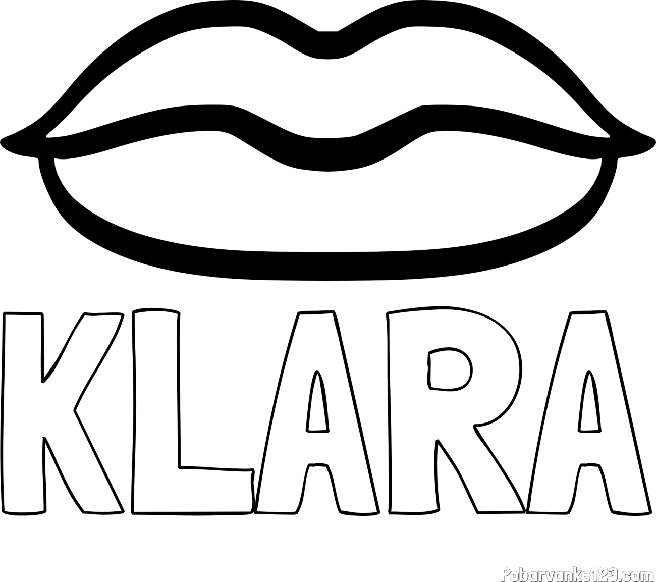 Pobarvanka imena KLARA in otroška pobarvanka ustnic