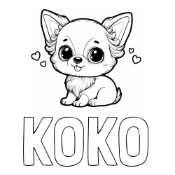 Online izdelana pobarvanka - Pobarvanka imena KOKO in pobarvanka čivave