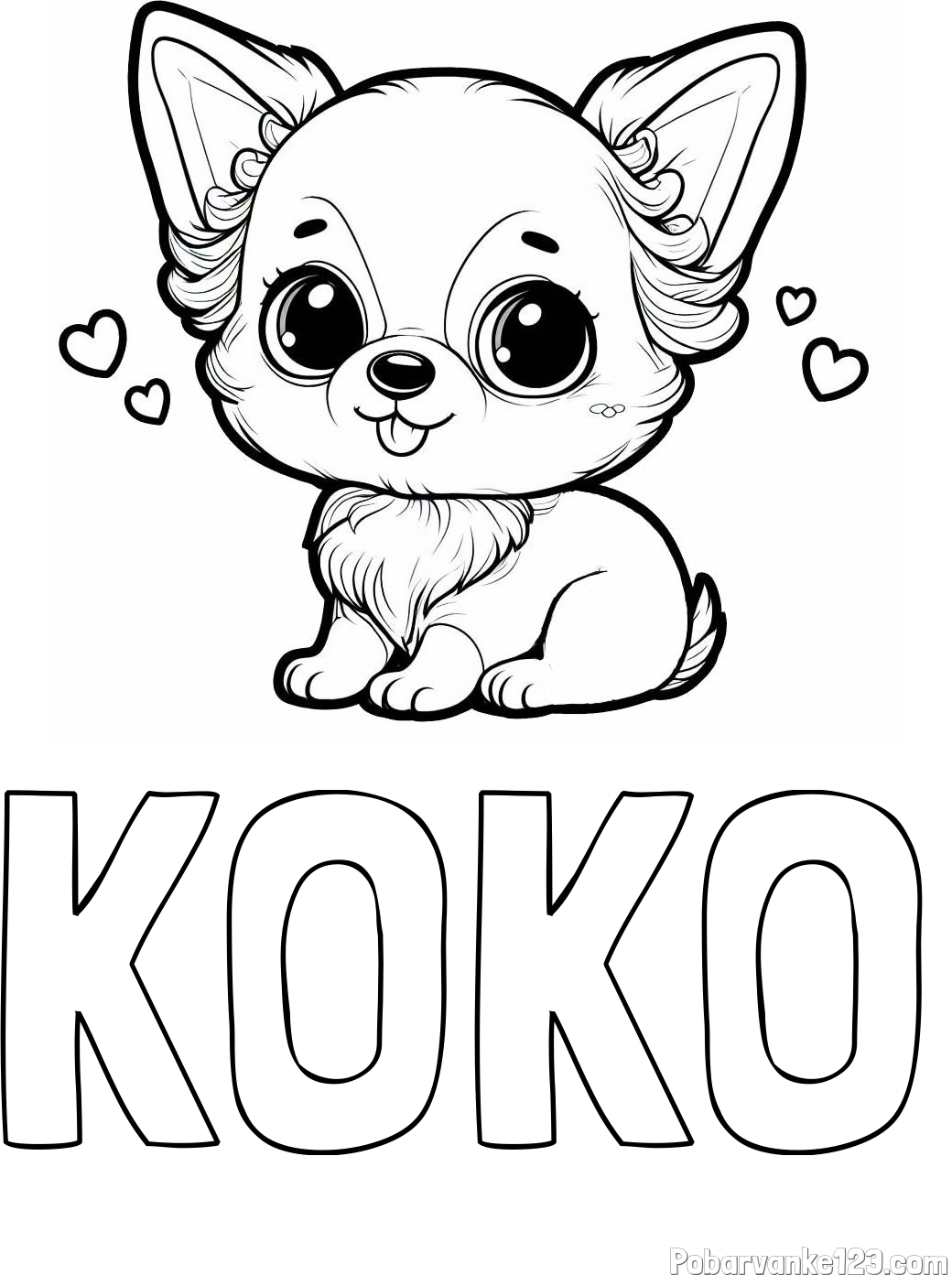 Pobarvanka imena KOKO in pobarvanka čivave