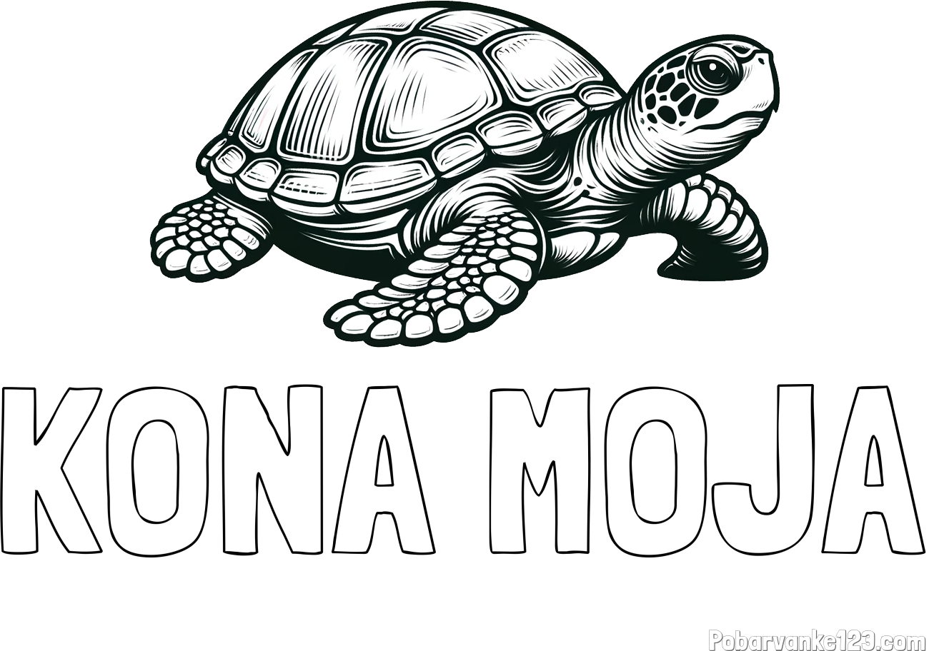 Pobarvanka imena KONA MOJA in pobarvanka velike želve