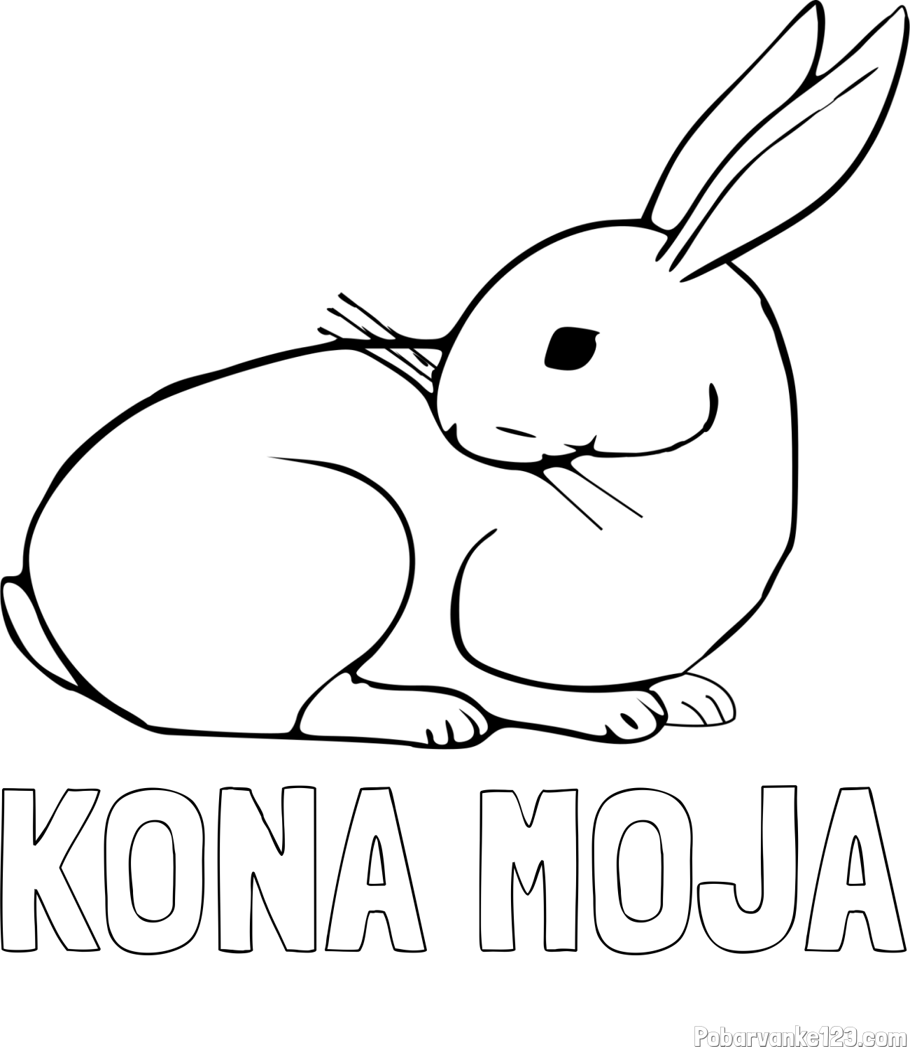 Pobarvanka imena KONA MOJA in pobarvanka zajčka, ki je nekaj opazil