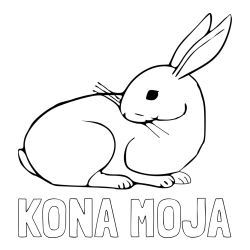 Online izdelana pobarvanka - Pobarvanka imena KONA MOJA in pobarvanka zajčka, ki je nekaj opazil