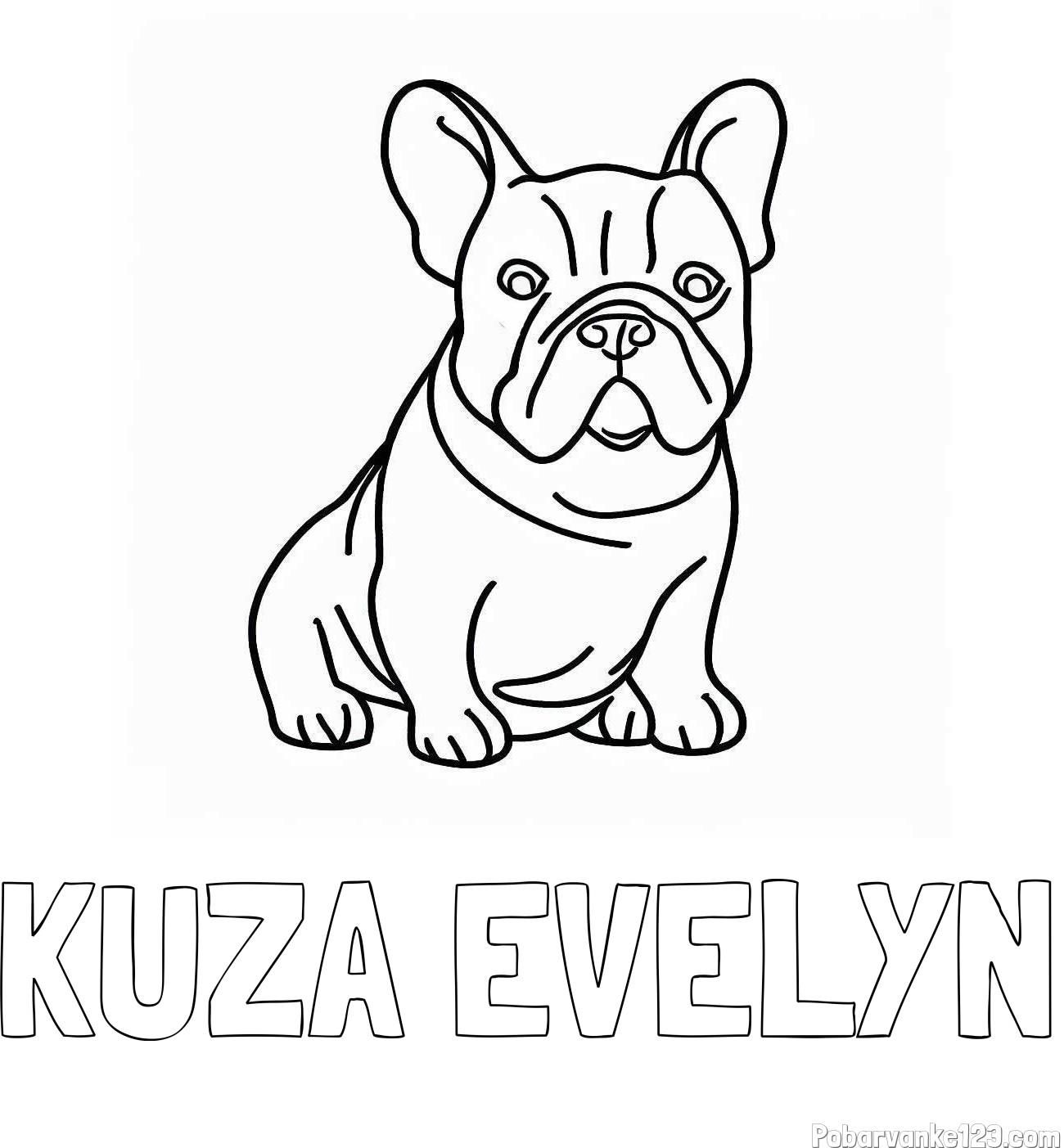 Pobarvanka imena KUŽA EVELYN in pobarvanka francoskega buldoga