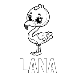 Online izdelana pobarvanka - Pobarvanka imena LANA in pobarvanka majhnega flaminga