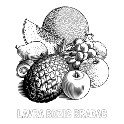 Online izdelana pobarvanka - Pobarvanka imena LAVRA BOŽIČ BRADAČ in pobarvanka sadja (ananas, melona, jabolka, kivi, grozdje, pomaranča...)