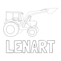 Online izdelana pobarvanka - Pobarvanka imena LENART in traktor 2
