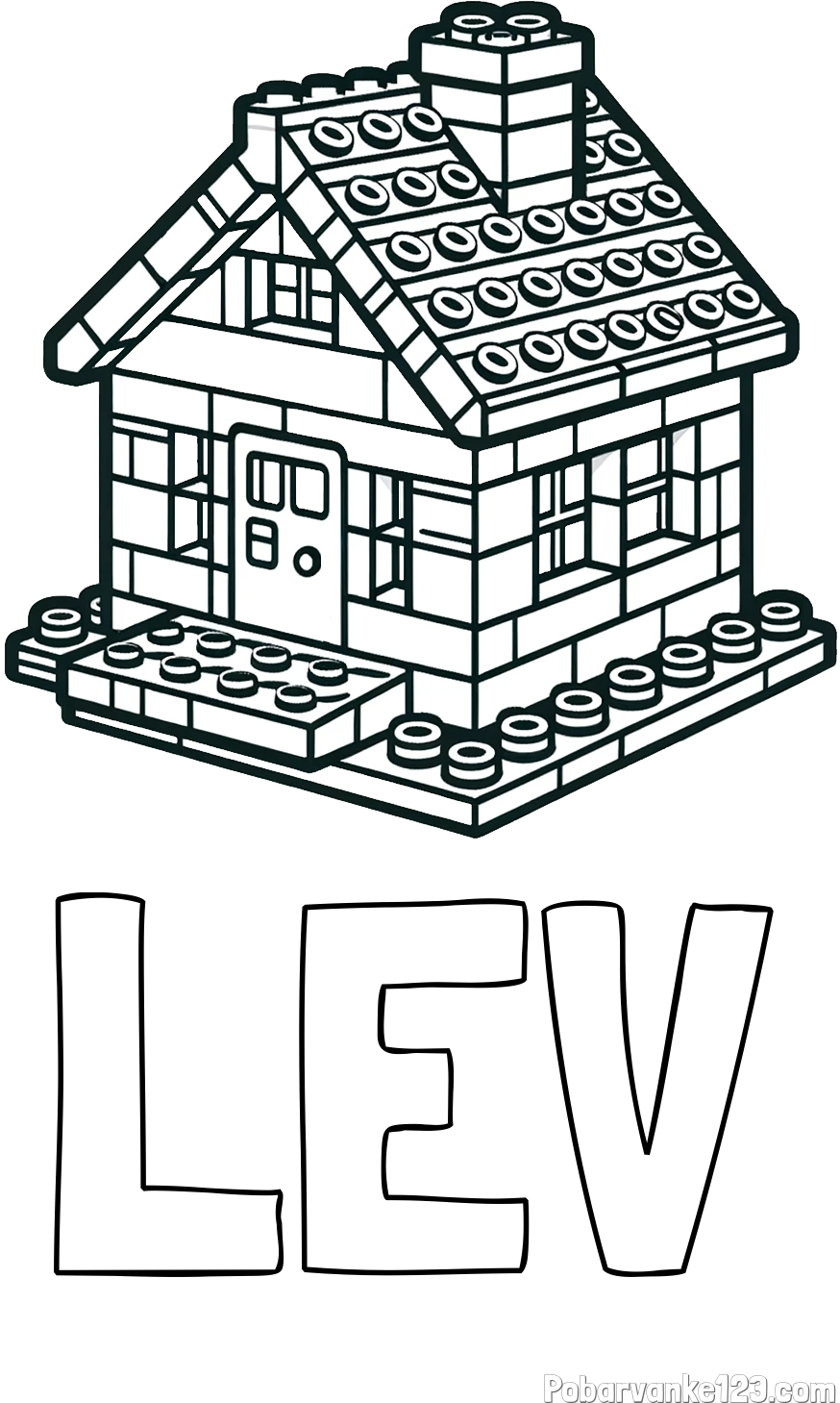 Pobarvanka imena LEV in pobarvanka LEGO hiške