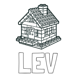 Online izdelana pobarvanka - Pobarvanka imena LEV in pobarvanka LEGO hiške
