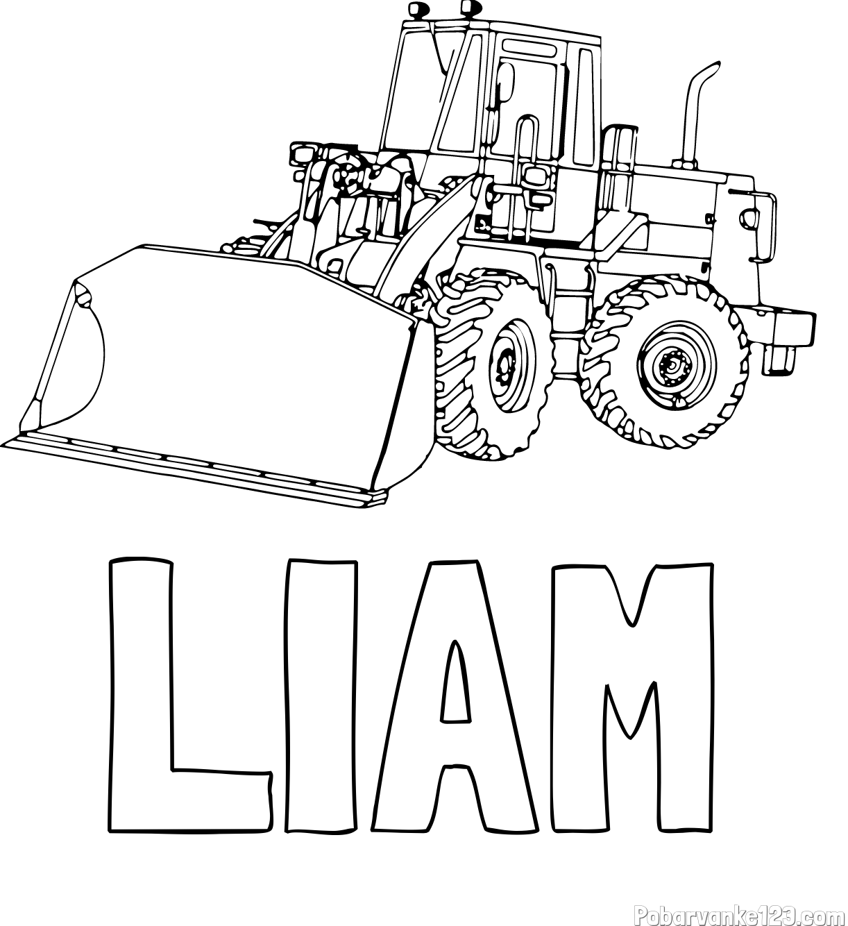 Pobarvanka imena LIAM in pobarvanka velikega bagra