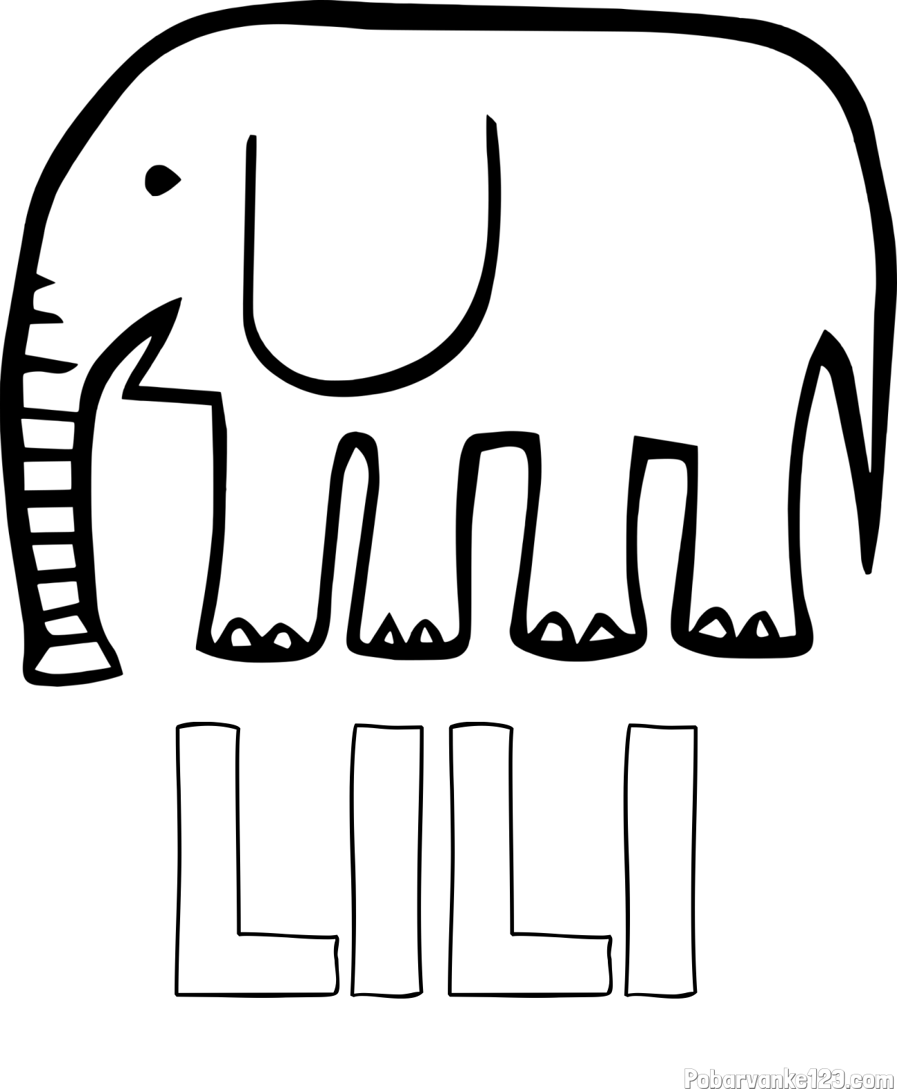 Pobarvanka imena LILI in otroška pobarvanka slona