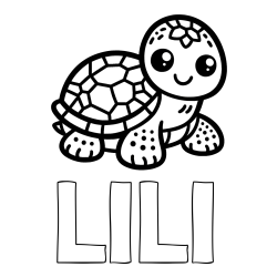 Online izdelana pobarvanka - Pobarvanka imena LILI in otroška pobarvanka želve