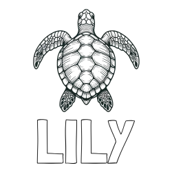Online izdelana pobarvanka - Pobarvanka imena LILY in enostavna pobarvanka želve