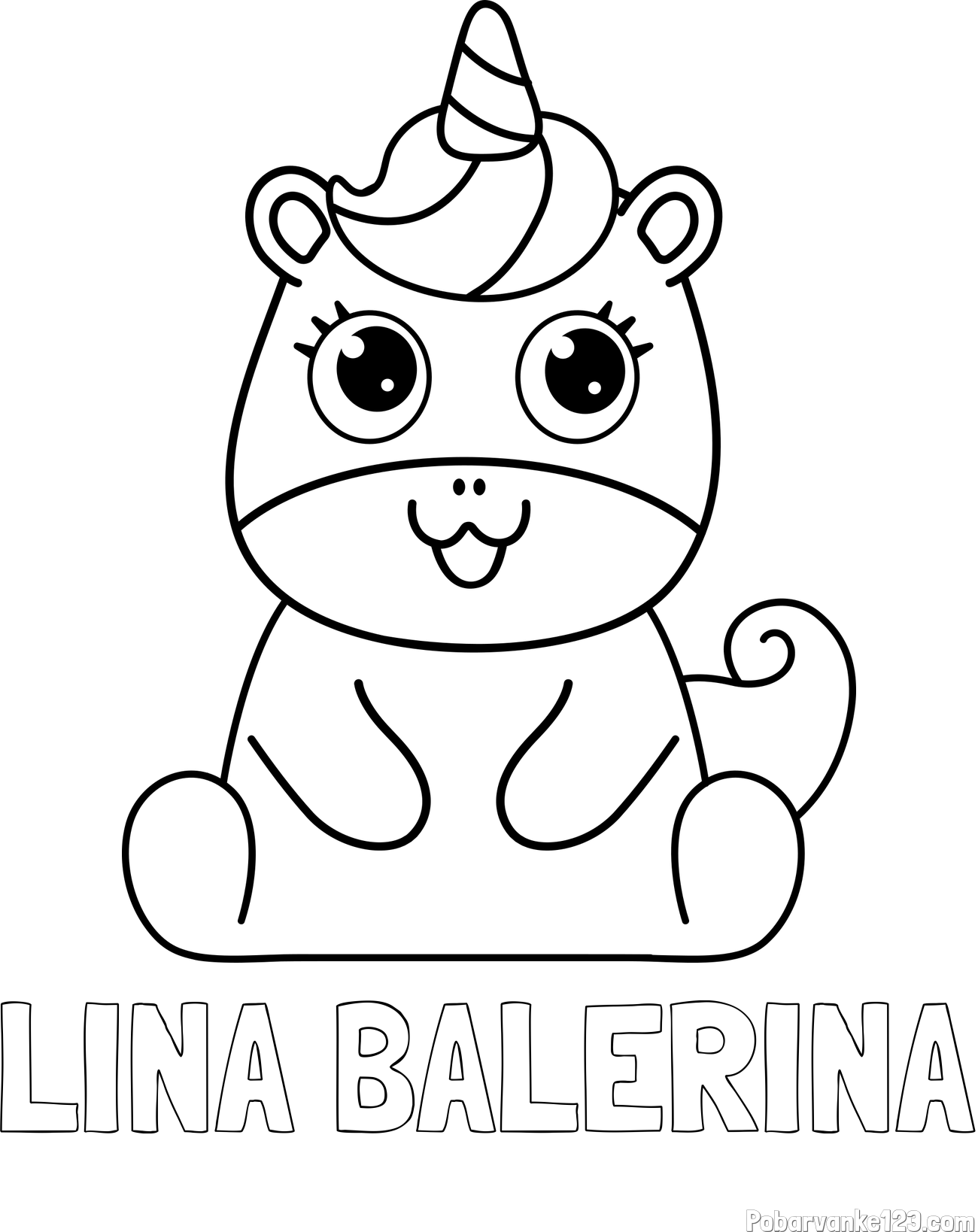 Pobarvanka imena LINA BALERINA in pobarvanka čudovitega samoroga Unicorn