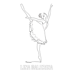 Online izdelana pobarvanka - Pobarvanka imena LINA BALERINA in pobarvanka ljubke baletke