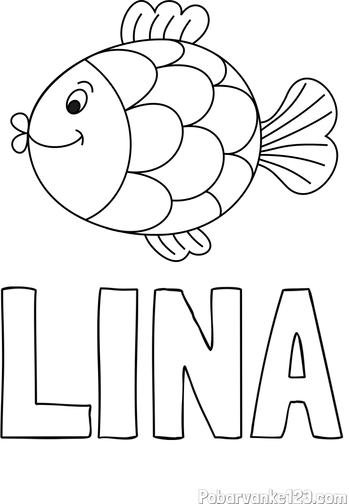 Pobarvanka imena LINA in pobarvanka ribice