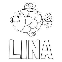 Online izdelana pobarvanka - Pobarvanka imena LINA in pobarvanka ribice