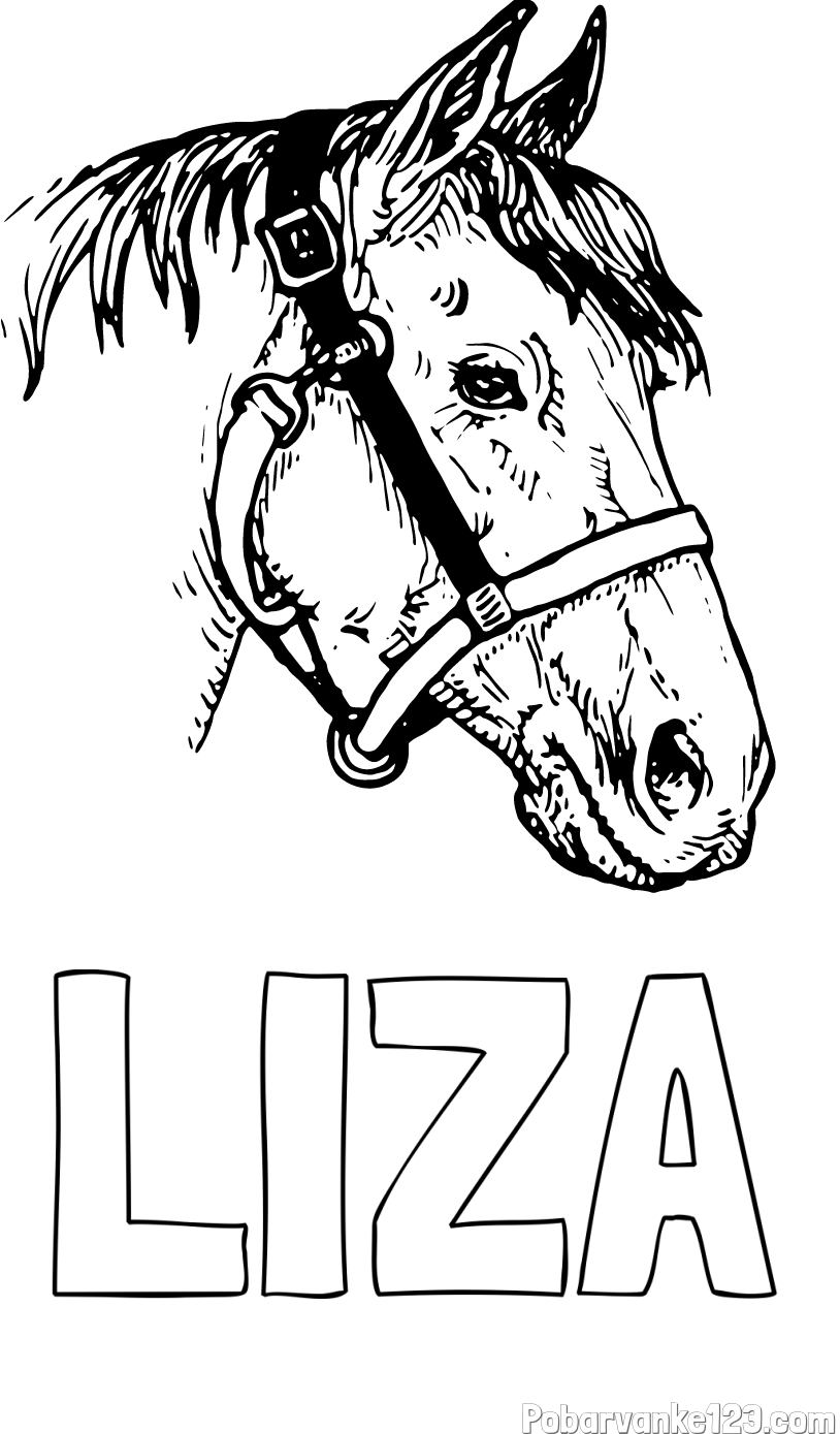 Pobarvanka imena LIZA in konjska glava