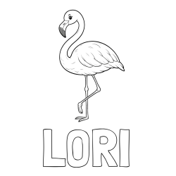 Online izdelana pobarvanka - Pobarvanka imena LORI in pobarvanka flaminga