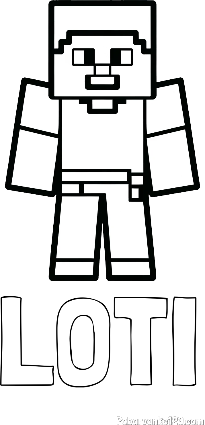 Pobarvanka imena LOTI in pobarvanka Minecraft figurice