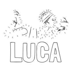 Online izdelana pobarvanka - Pobarvanka imena LUCA in pobarvanka deklice - poveži številke od pike do pike