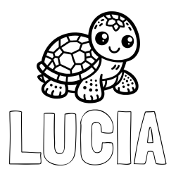 Online izdelana pobarvanka - Pobarvanka imena LUCIA in otroška pobarvanka želve