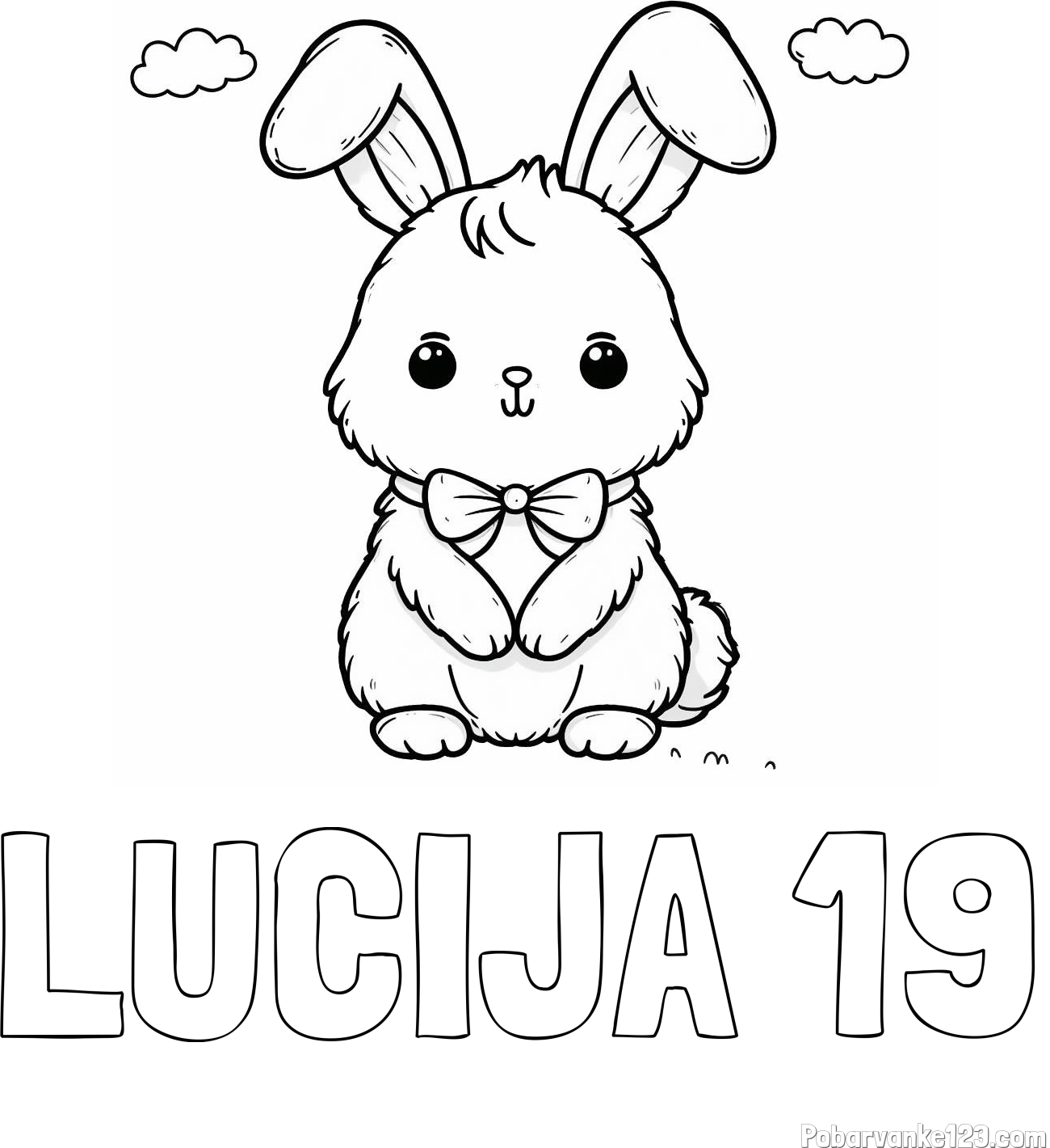 Pobarvanka imena LUCIJA 19 in pobarvanka prikupnega zajčka