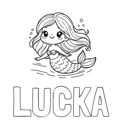 Online izdelana pobarvanka - Pobarvanka imena LUČKA in pobarvanka ljubke morske deklice