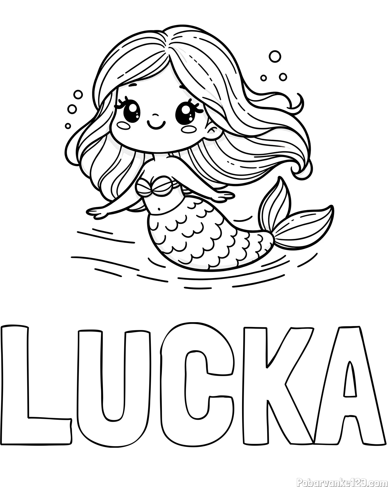 Pobarvanka imena LUČKA in pobarvanka ljubke morske deklice