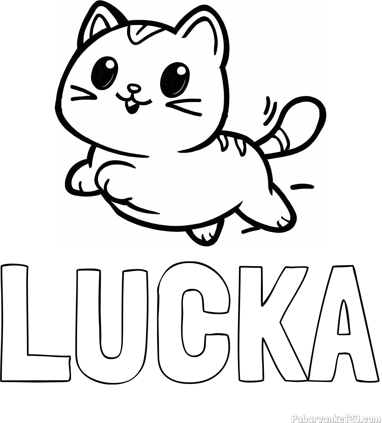 Pobarvanka imena LUČKA in pobarvanka prikupne mačke med tekom