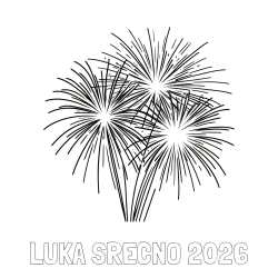 Online izdelana pobarvanka - Pobarvanka imena LUKA SREČNO 2026 in lepa pobarvanka ognjemeta