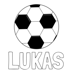 Online izdelana pobarvanka - Pobarvanka imena LUKAS in pobarvanka nogometne žoge