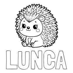 Online izdelana pobarvanka - Pobarvanka imena LUNČA in pobarvanka nasmejanega ježka