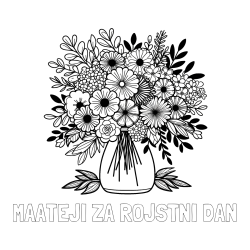Online izdelana pobarvanka - Pobarvanka imena MAATEJI ZA ROJSTNI DAN in pobarvanka veliekga šopka rož