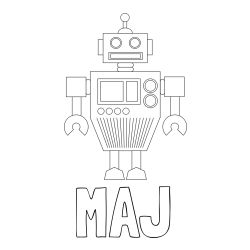 Online izdelana pobarvanka - Pobarvanka imena MAJ in pobarvanka robota z anteno