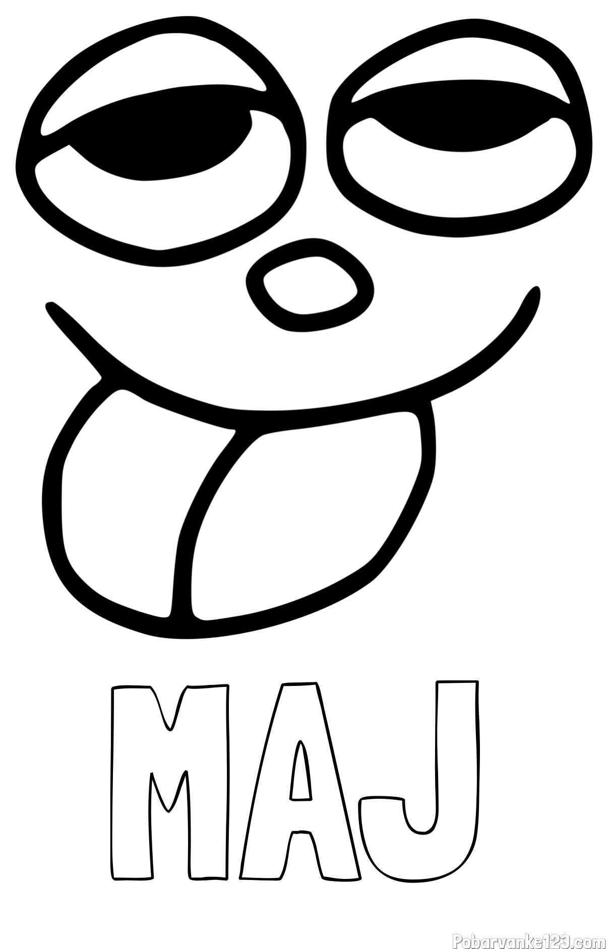 Pobarvanka imena MAJ in smešni smeško