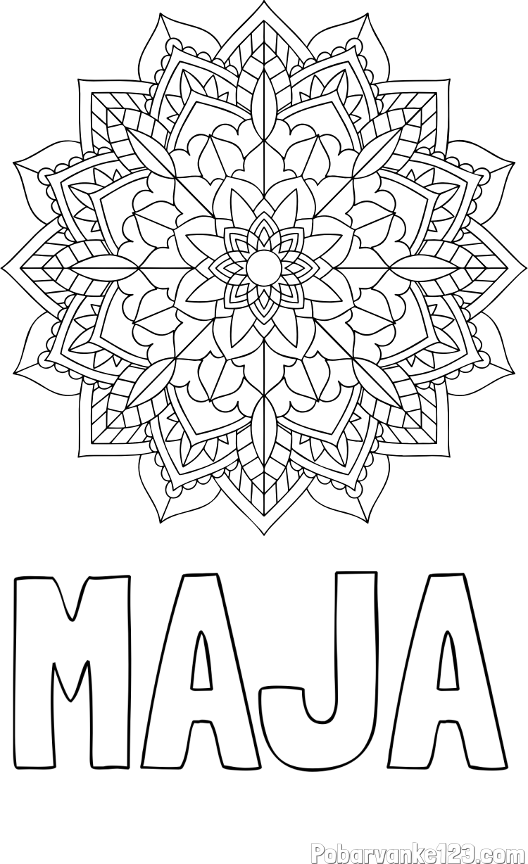Pobarvanka imena MAJA in Čudovita pobarvanka mendale
