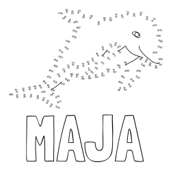 Online izdelana pobarvanka - Pobarvanka imena MAJA in pobarvanka delfina - poveži številke