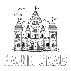 Online izdelana pobarvanka - Pobarvanka imena MAJIN GRAD in pobarvnaka velikega gradu