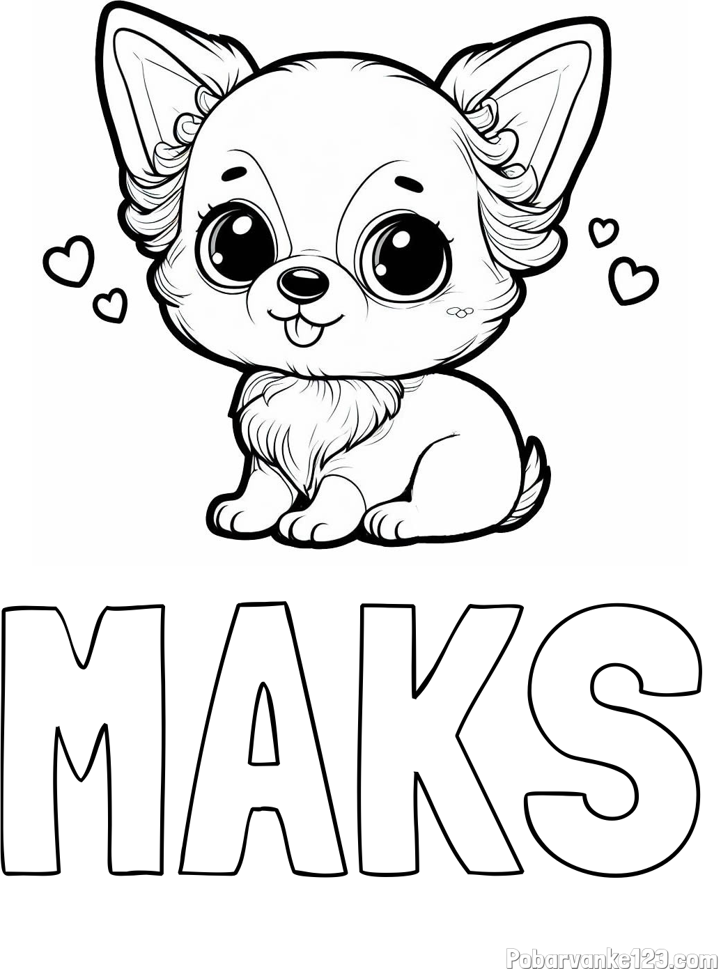 Pobarvanka imena MAKS in pobarvanka čivave