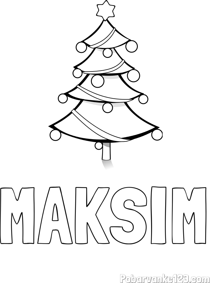 Pobarvanka imena MAKSIM in božična smreka
