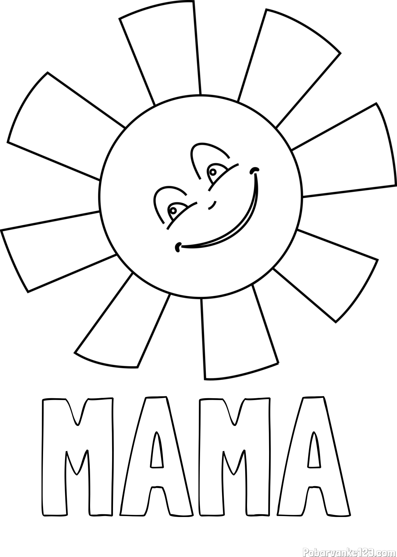 Pobarvanka imena MAMA in pobarvanka ljubkega sonca