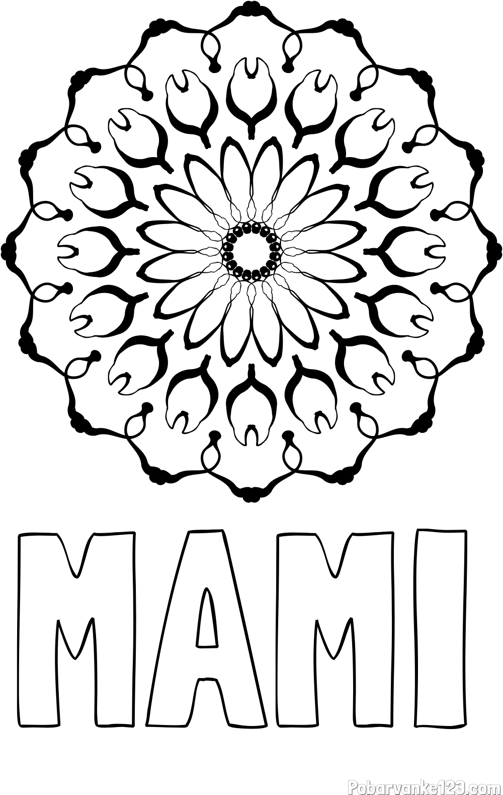 Pobarvanka imena MAMI in mandale 3