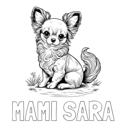 Online izdelana pobarvanka - Pobarvanka imena MAMI SARA in pobarvanka ljubke čivave