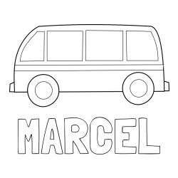 Online izdelana pobarvanka - Pobarvanka imena MARCEL in avtobus