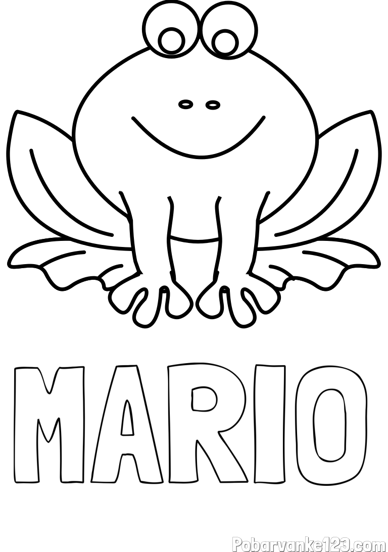 Pobarvanka imena MARIO in pobarvanka nasmejane žabe