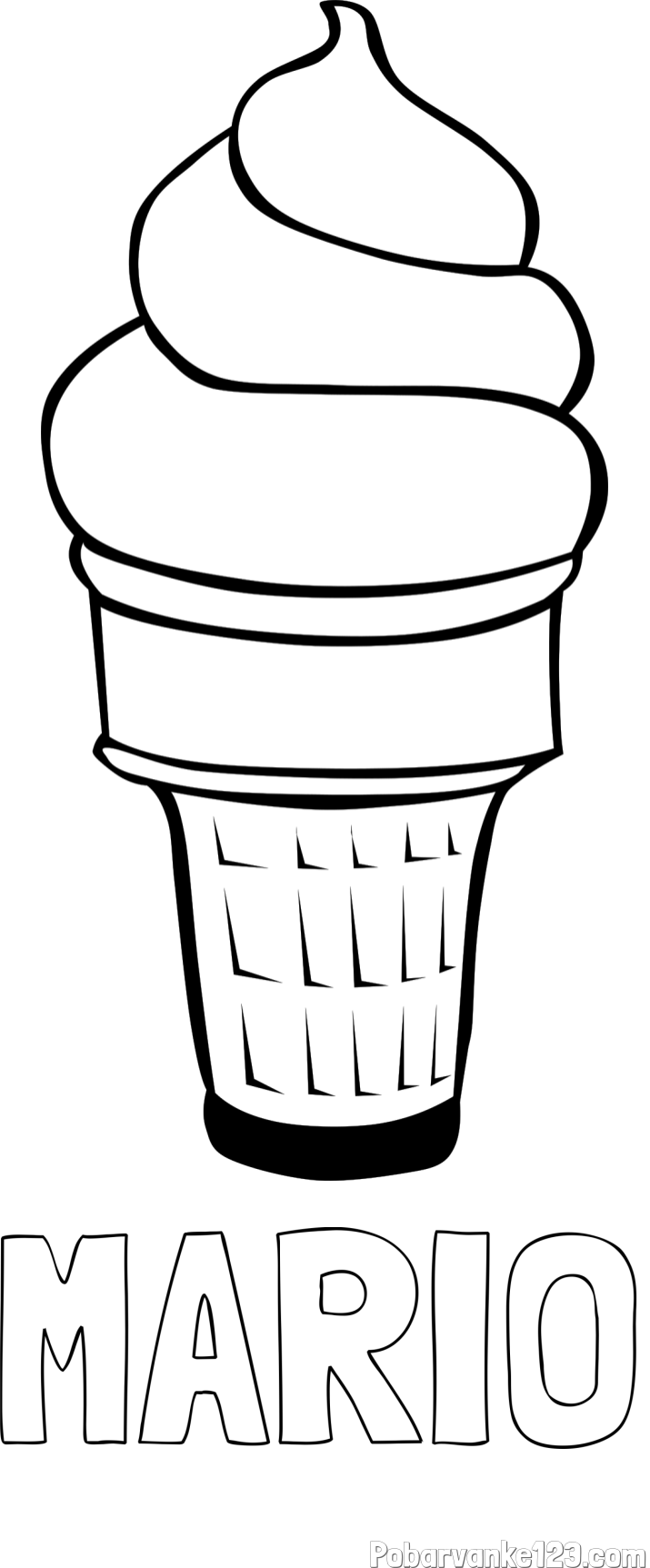 Pobarvanka imena MARIO in pobarvanka sladoled