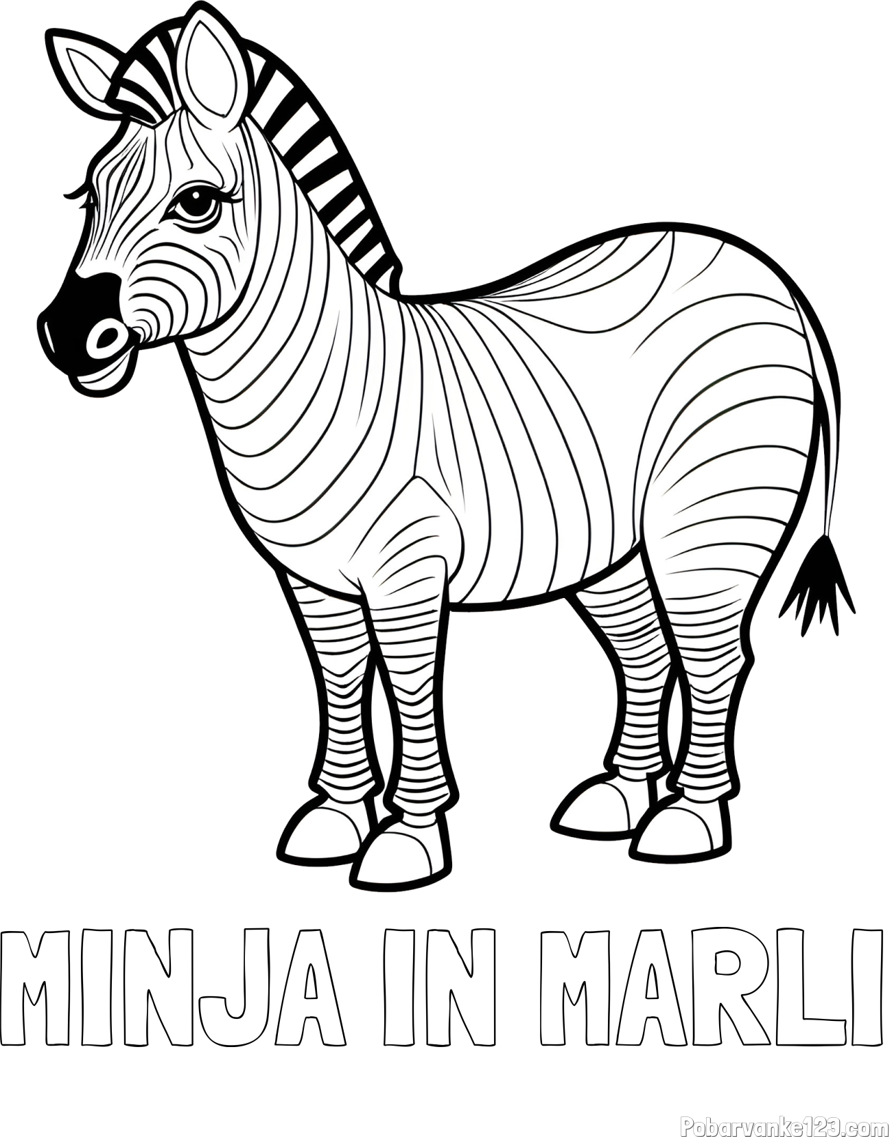Pobarvanka imena MINJA IN MARLI in pobarvanka ljubke zebre